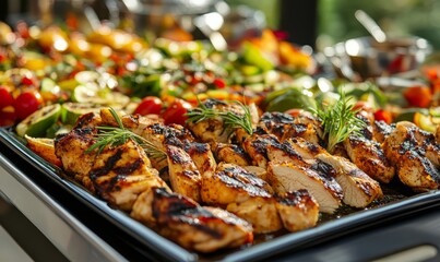 Vibrant Spread of Traditional Cuisine with Grilled Chicken Delights
