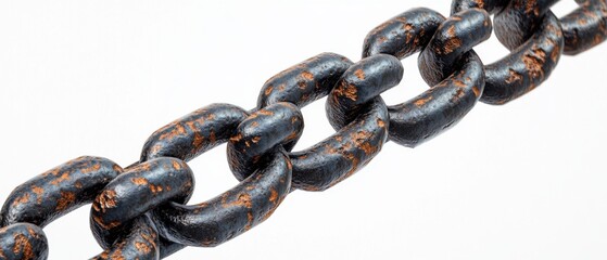 Obraz premium Closeup of Rusty Metal Chain Links, Industrial Strength, Detailed Texture