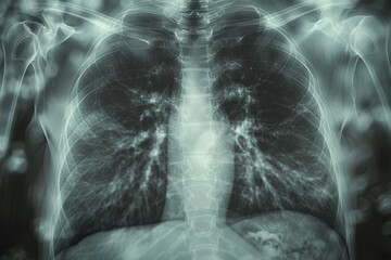 Detailed close up of a chest x ray image captured by hospital medical team for diagnosis
