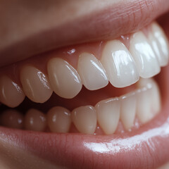 Smiling woman's teeth with orthodontics, Generated AI