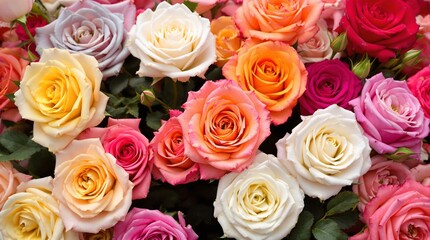 Fototapeta premium Close-up of colorful roses in bloom