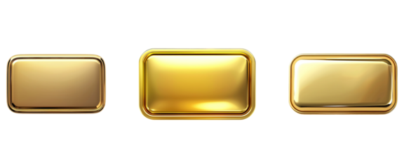 Gold Buttons Set on Transparent Background