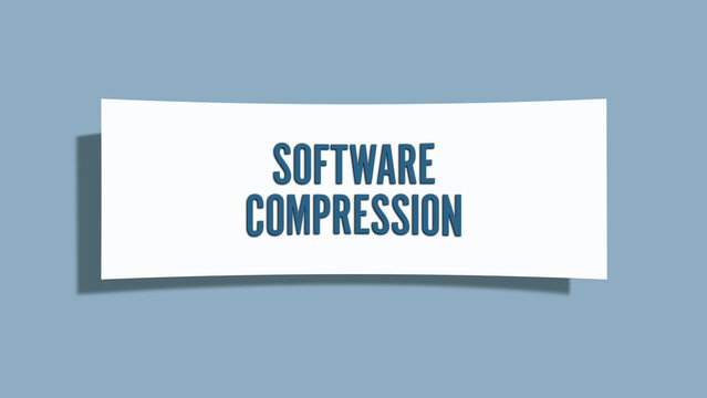 Software Compression. A card isolated on blue background.