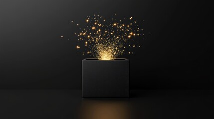 Black Box of Magic: Glowing Stars and Sparkles Bursting with Mystery and Surprise for Black Friday Shopping