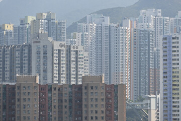 Obraz premium 香港の高層ビル群の景色