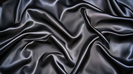 Fototapeta premium Fashion Textile Sample - Silky Black Textured Fabric
