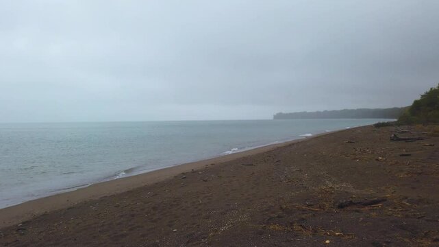 A walk on a rainy autumn day to the southernmost point of the island Pelee. Pelee Island is located on Lake Erie in Ontario, Canada. It is the largest island in Lake Erie.