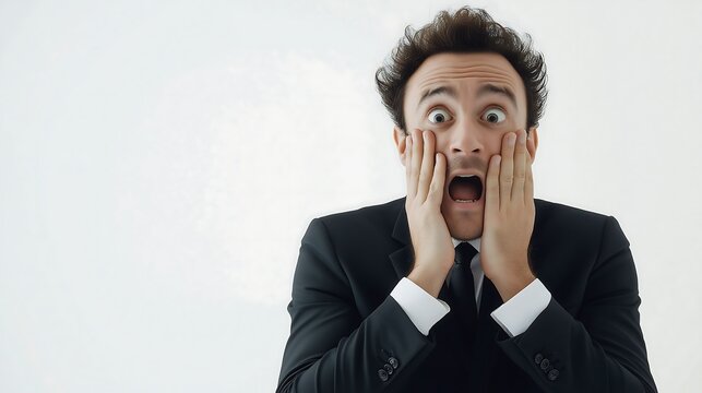 Shocked businessMan, palm on his face, Plain White Background