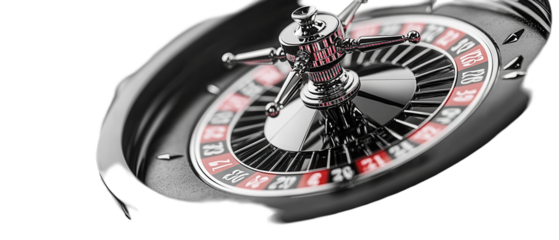 Close-up of a shiny roulette wheel. transparent background