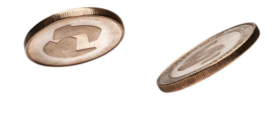 Coins in motion, depicting financial activity. transparent background