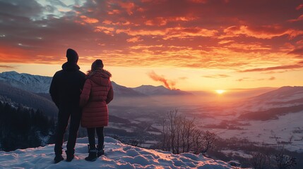 Fototapeta premium A couple standing at a scenic lookout