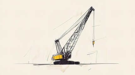 Fototapeta premium Minimalist Crane Work – Bold Line Art in Industrial Setting