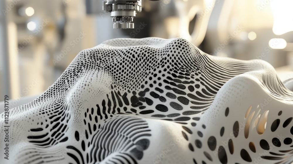 Poster abstract 3d surface with dynamic patterns and textures in focus