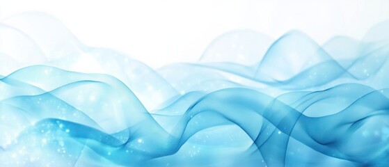 Fototapeta premium Abstract Blue Waves Background: Serene Flowing Texture with Sparkling Lights