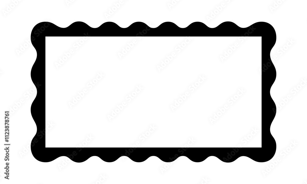 Wall mural rectangle frame with wavy edges. rectangular shape with scalloped borders. mirror, picture or photo 