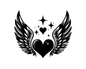 Obraz premium Elegant heart with wings in a creative design that celebrates love and freedom