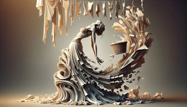 "Lavandera del Viento: Arte en Pliegues"