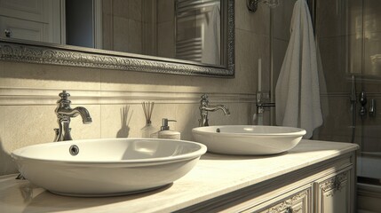 Fototapeta premium Elegant Bathroom Design with Double Sinks