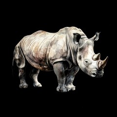 Obraz premium Watercolor Illustration of a White Rhino