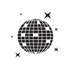 Disco ball party icon. vector flat black simple trendy style illustration for web and app..eps