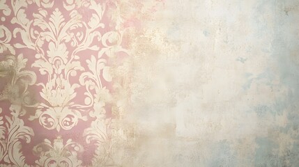 Elegant Damask Pattern on Textured Pastel Wall