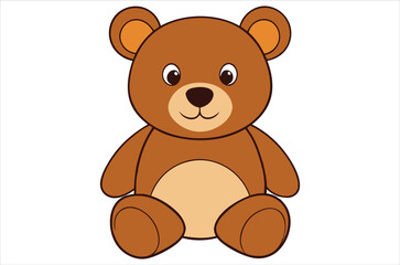 Fototapeta premium brown teddy bear sits on a white background, toy, cartoon, bear vector, silhouette.