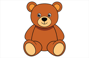 Fototapeta premium brown teddy bear sits on a white background, toy, cartoon, bear vector, silhouette.