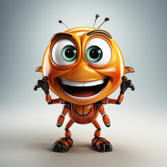 Obraz premium A cheerful cartoon insect character posing showing a bright smile.