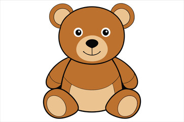 Naklejka premium brown teddy bear sits on a white background, toy, cartoon, bear vector, silhouette.