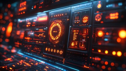 Fototapeta premium Futuristic ui display close-up on digital space graphic design