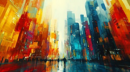 Obraz premium Vibrant urban metropolis aerial digital art transformation