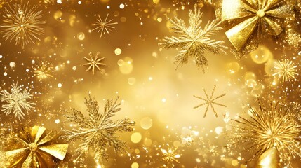 Majestic golden fireworks lighting up the evening sky, with sparkling gold trails and bright bursts, capturing the essence of celebration and splendor in a breathtaking moment. 