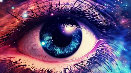In a mesmerizing cosmic scene, an enchanting nebula takes the shape of a colossal eye overseeing the universe - Powered by Adobe