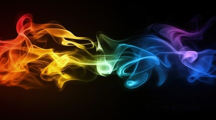 Fototapeta premium Abstract colorful smoke swirls on black background.