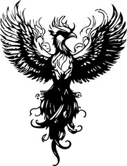 Fototapeta premium A fierce and majestic phoenix illustration, perfect for creating strong and impactful designs.