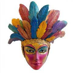 Brazilian carnival mask isolated on white background