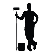 Fototapeta premium Silhouette of a painter or house painter