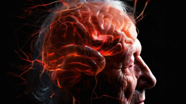 Vascular Dementia: The Memory Loss and Cognitive Decline - Picture a person with a highlighted brain affected by vascular damage, experiencing memory loss