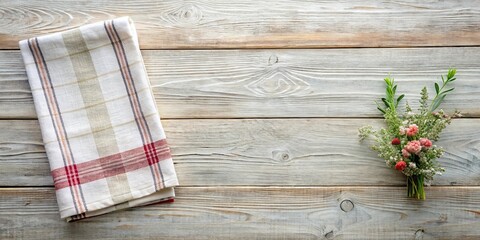 Fototapeta premium Tea towel featuring shabby chic, modern farmhouse design , tea towel, mockup, kitchen decor