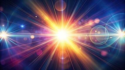 Realistic lens flare with strong sun backlight and colorful light leaks , sunlight, lens flare, sun glare