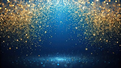 Obraz premium Blue abstract background with golden particles, vertical composition, blue, abstract, background, golden, particles