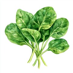 Obraz premium Spinach Leaves Botanical Watercolor Art