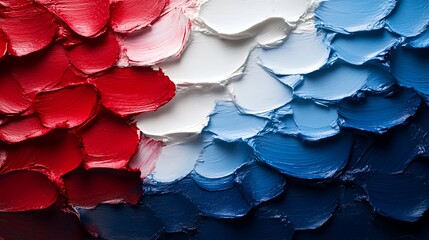 Obraz premium Abstract red, white, and blue paint texture.