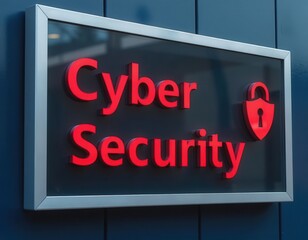 Cyber Security Sign with Padlock Icon
