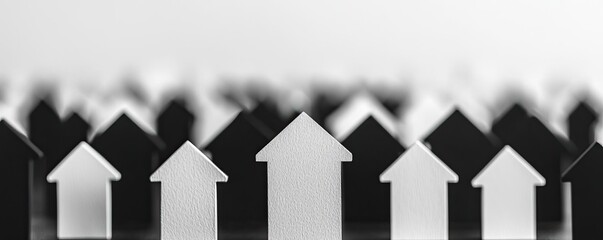 Obraz premium A creative monochrome depiction of upward arrows representing growth and direction.