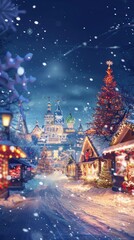 Fototapeta premium Festive Office Vibes. A Merry Christmas Business themed wallpaper