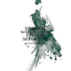 Abstract fashion silhouette, vector ink illustration.	