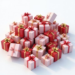 Obraz premium Pile of Pink and Red Gift Boxes 