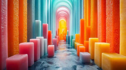 Obraz premium Colorful abstract archway with vibrant wax-like structures
