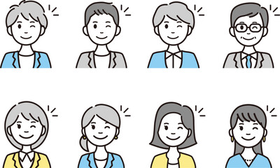 ビジネスパーソンの人物アイコン・アバターアイコンセット